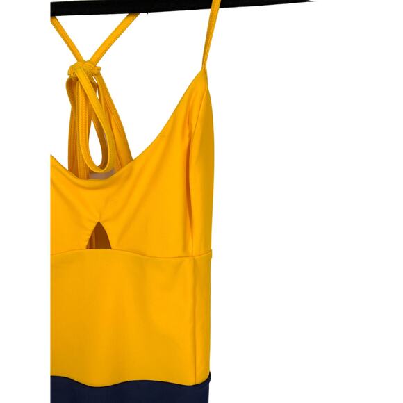 Summersalt The Swan Dive One Piece Swimsuit Womens 10 Yellow Blue Cutouts - Picture 2 of 5